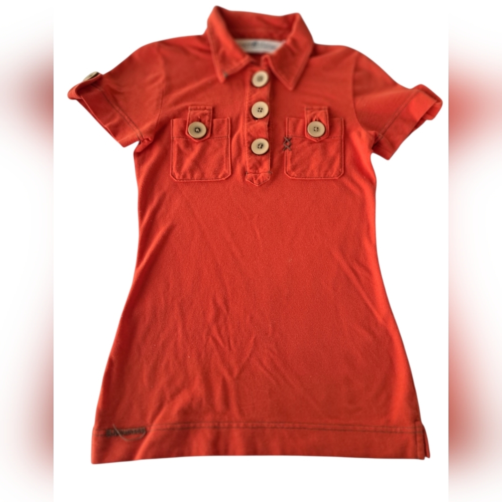 Project e Vintage Orange Polo Women's Top - Picture 2 of 8